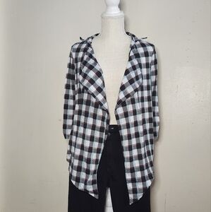 Size small plaid open-front cardigan